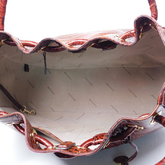 Brahmin Amy Croc Embossed Pecan Hobo/Shoulder Handbag (83125) - Picture 7 of 7